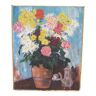 Peinture avec un vase aux nombreuses fleurs