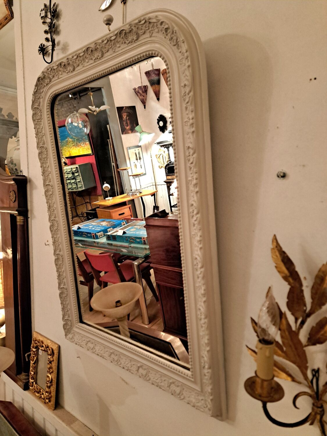 Louis Philippe style mirror in patinated stucco