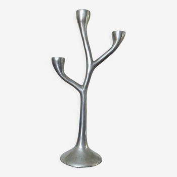 Modernist free-form candle holder in cast aluminum 1970