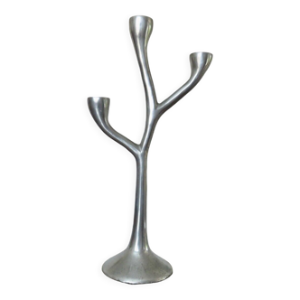 Modernist free-form candle holder in cast aluminum 1970