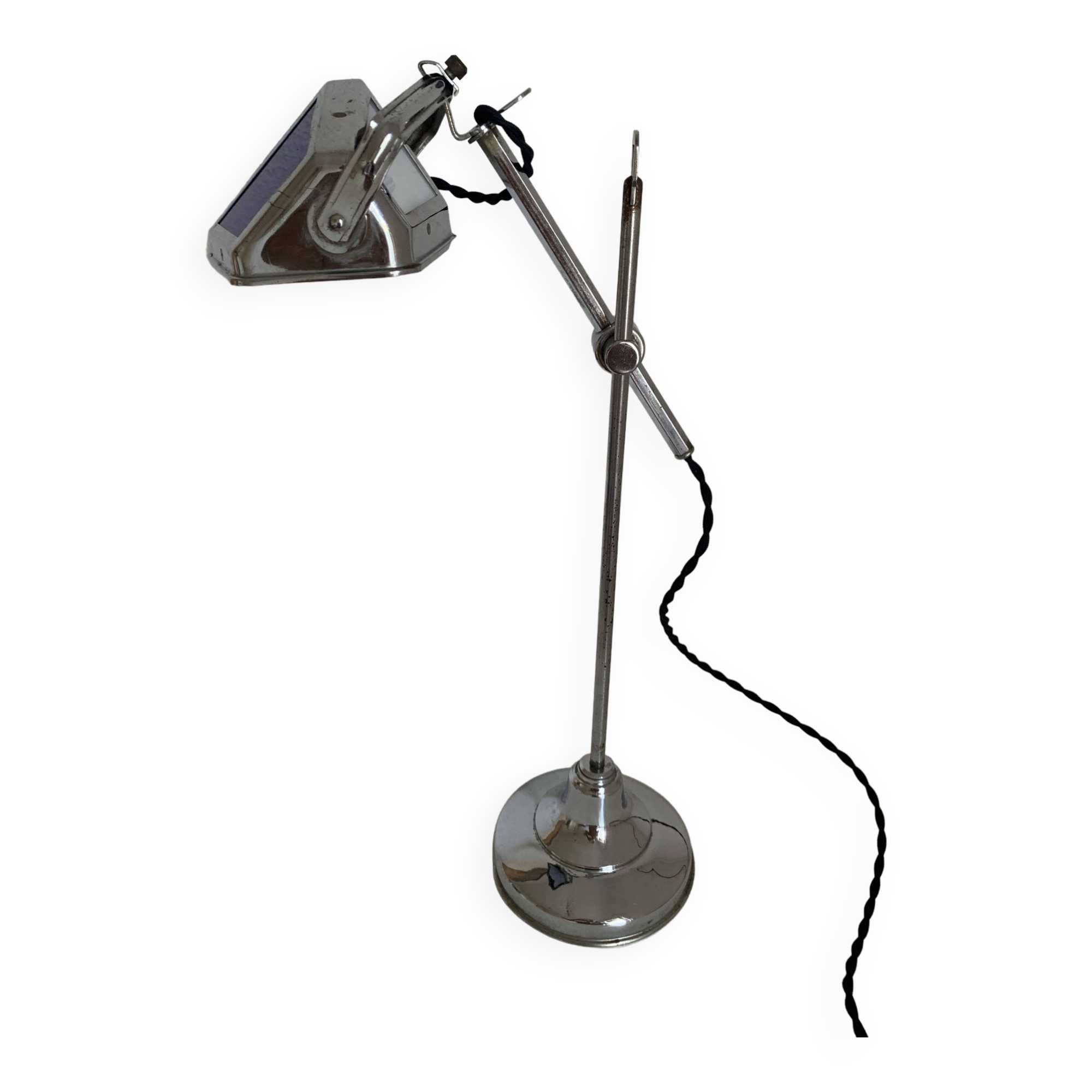 Pirouett vintage 1930 Art Deco blue chrome lamp - 50 cm
