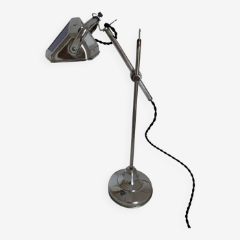 Lampe Pirouett vintage 1930 Art Déco bleue chromée - 50 cm