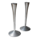 Set of 2 vintage candle holders - stainless steel, Space Age design - Italy 1970s