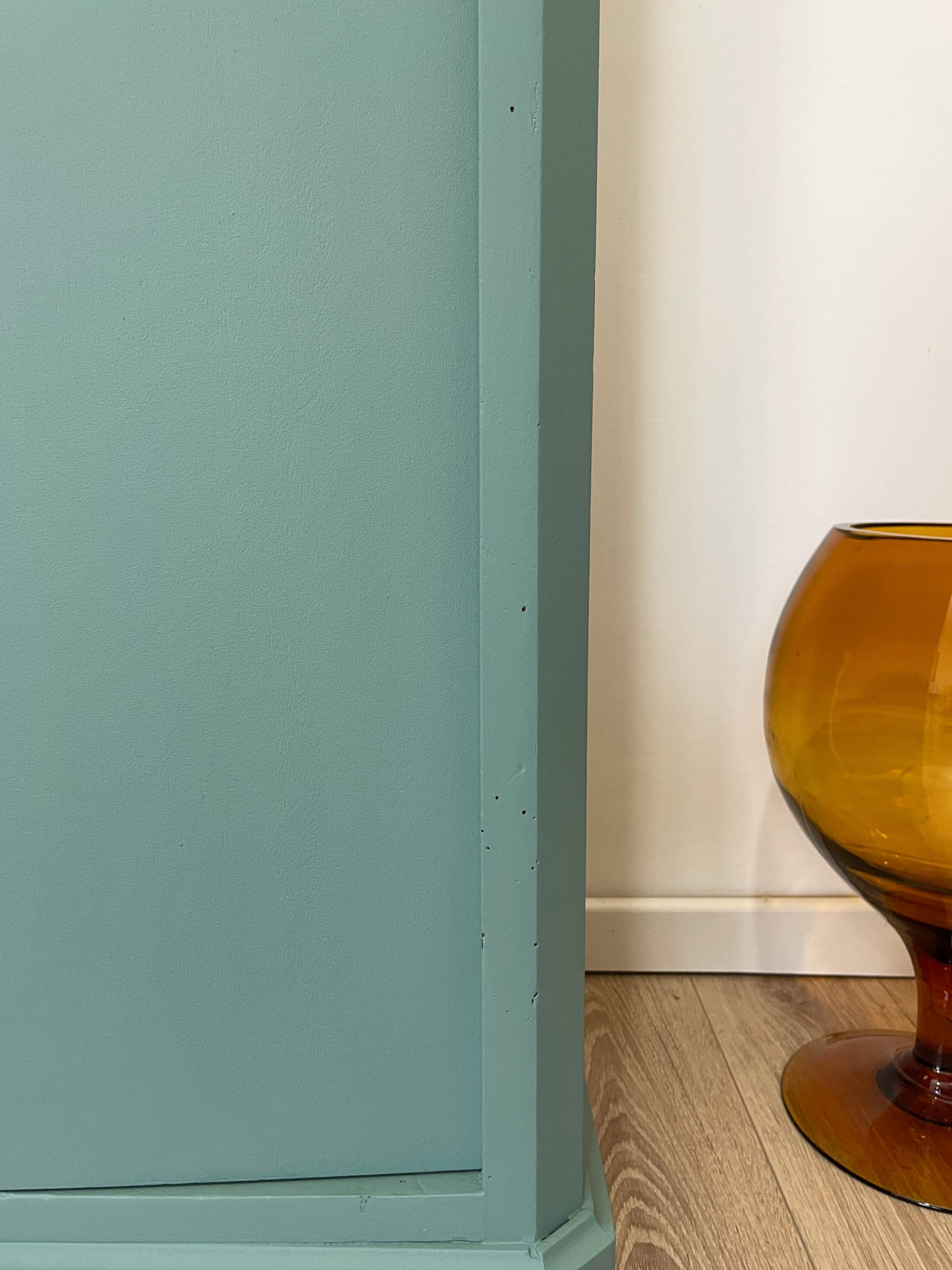 Antique solid pine wardrobe, reimagined in Celadon Green.