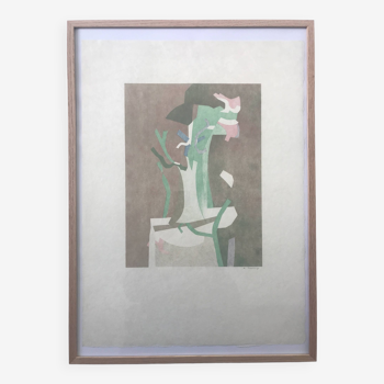 André Beaudin: Original lithograph signed in pencil on Japon nacre Fleurs II, 1970