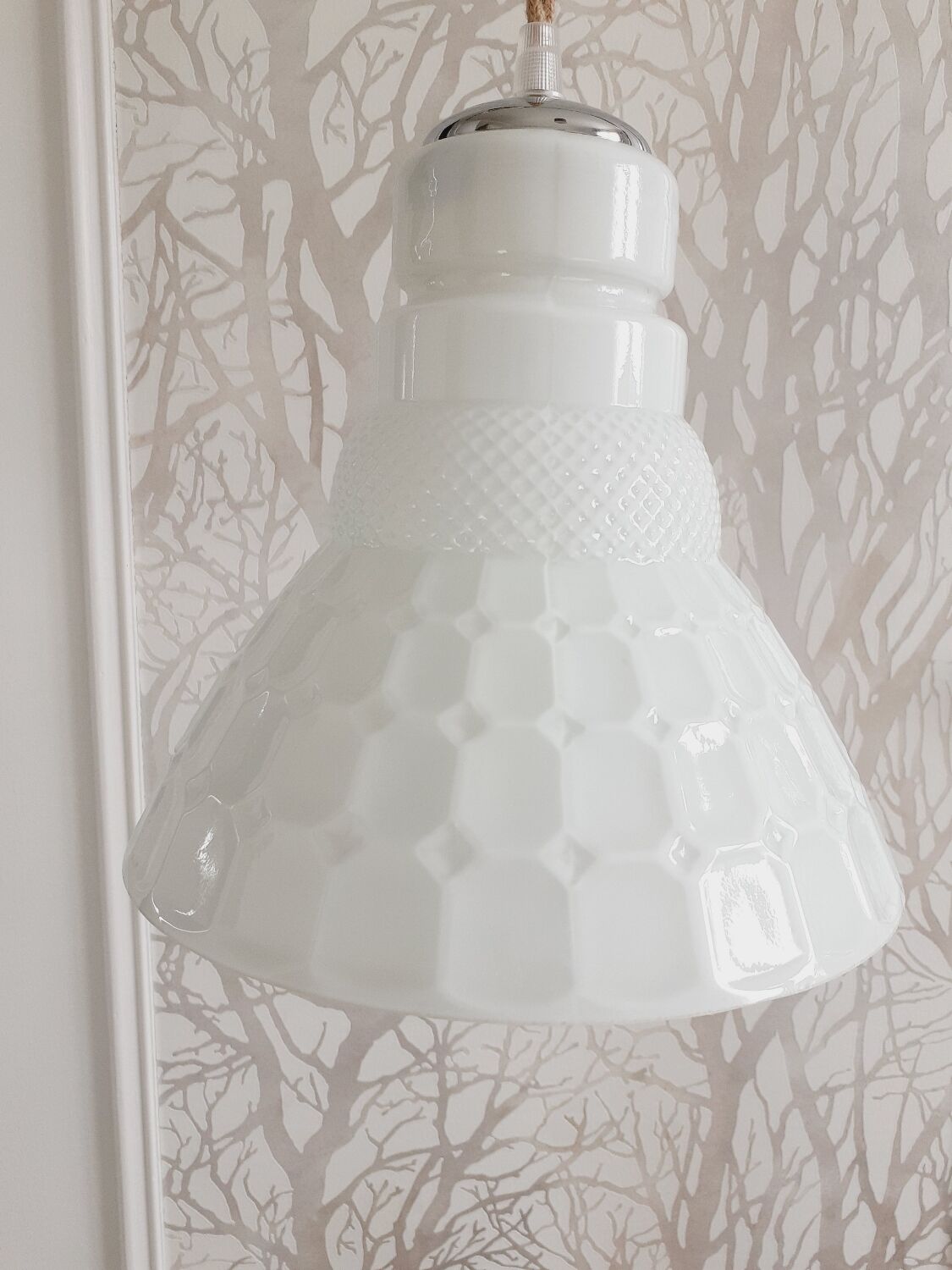 White opaline pendant light