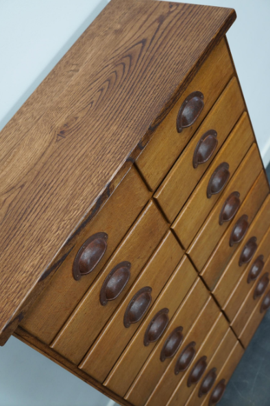 German apothecary's cabinet in oak mid-twentieth century