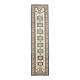 2x11 shades of cream blue oushak runner rug