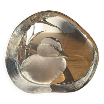 Figurine de Canard en cristal de Mats Jonasson.