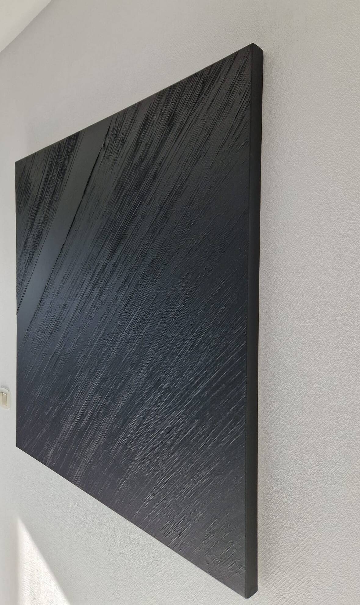 Monochrome black minimalist abstract painting
