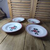 Plates Creuses Sarreguemines Bagatelle Red Lot of 4 old dp 112142
