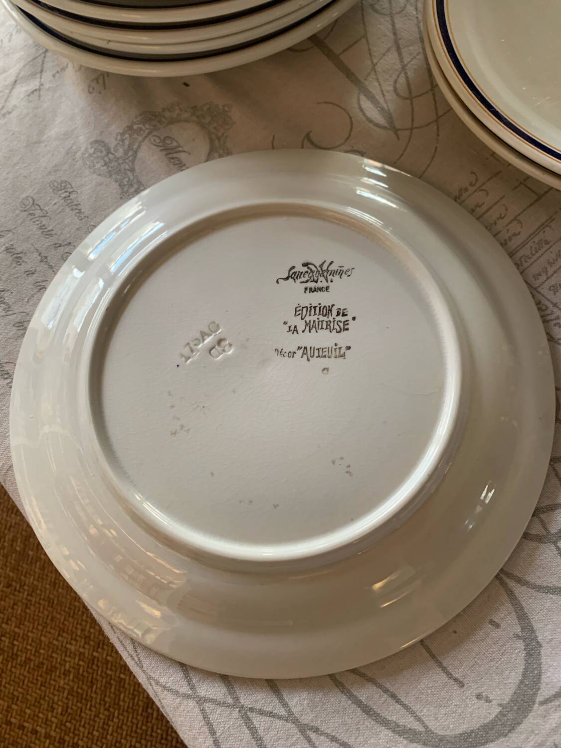 Lot of Sarreguemines Plates, Master Edition, Auteuil Decor