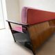 Burgundy folding sofa bed by Edmund Homa, mid-century modern, 1960s, Czechoslovakia, 200 × 88 × 80 cm