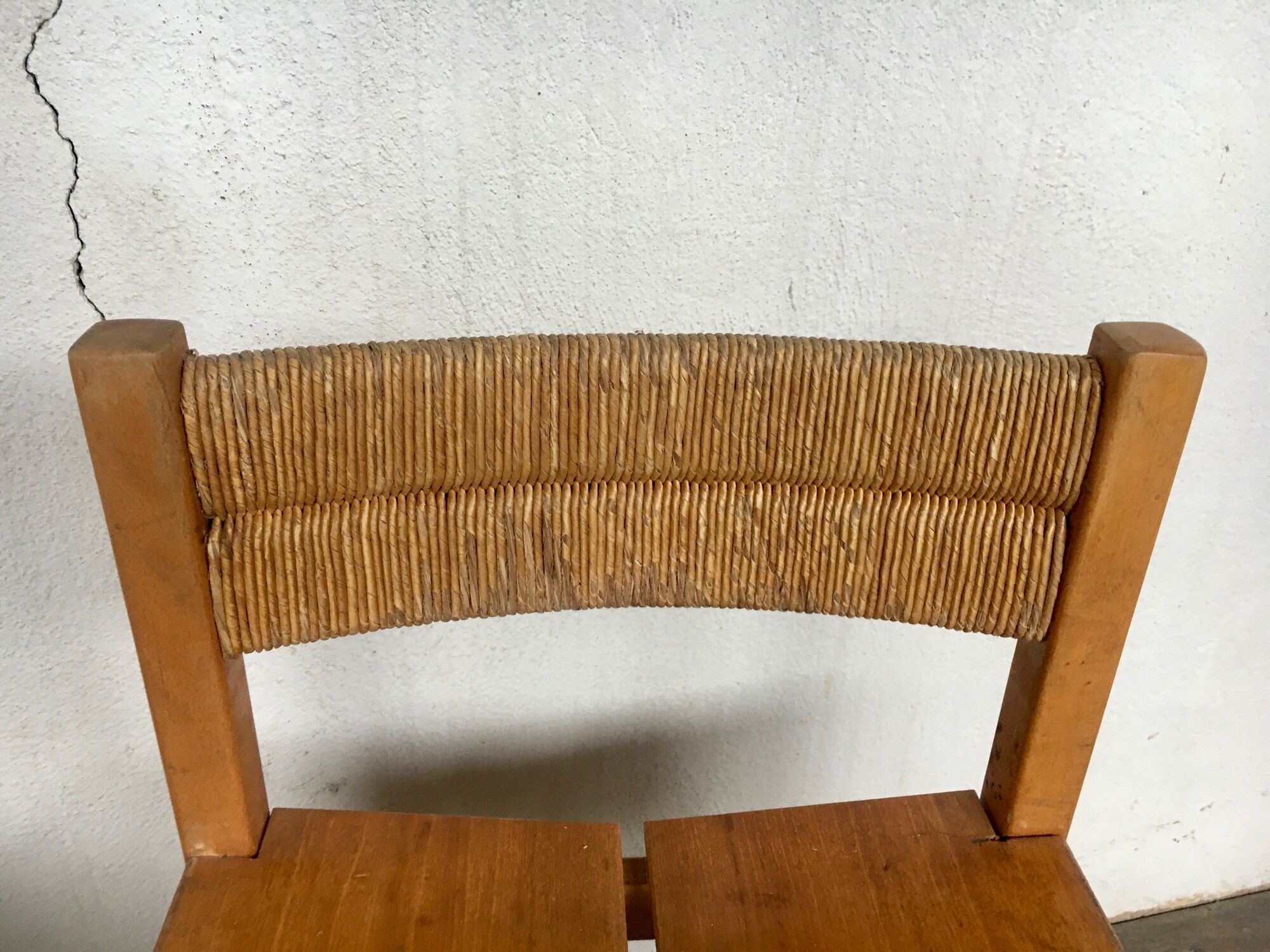Pair of straw and elm chairs
