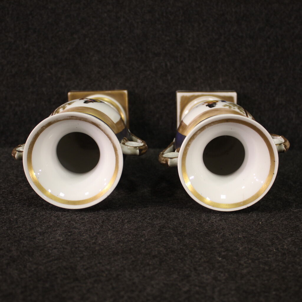 Pair of French XIXth century hand painted ceramic vases