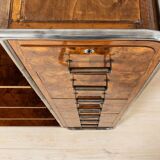 Bibliothèque Bauhaus, base en acier tubulaire, placage de noyer, années 1930