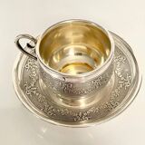 Silver Cup and Saucer | 20th Century | Ribbon and Flower Garland