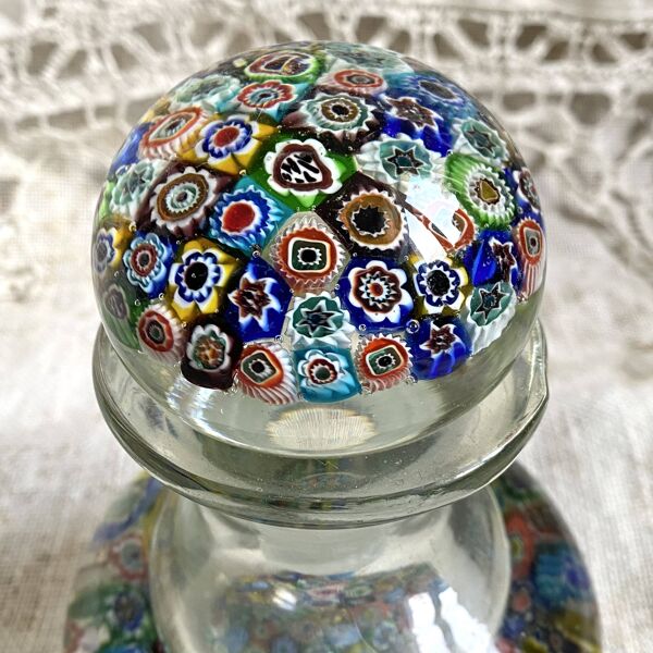 Carafe en verre soufflé Murano millefiori