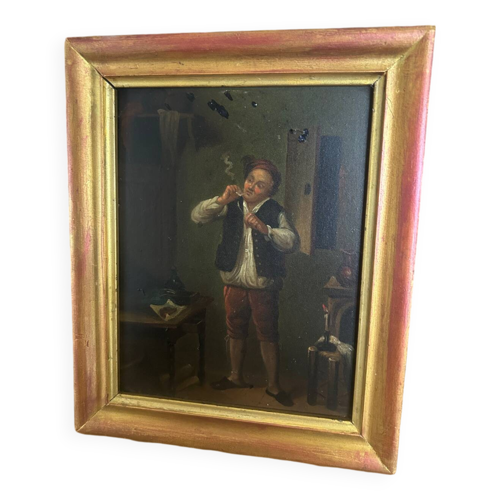 Oil on copper plate 19th century