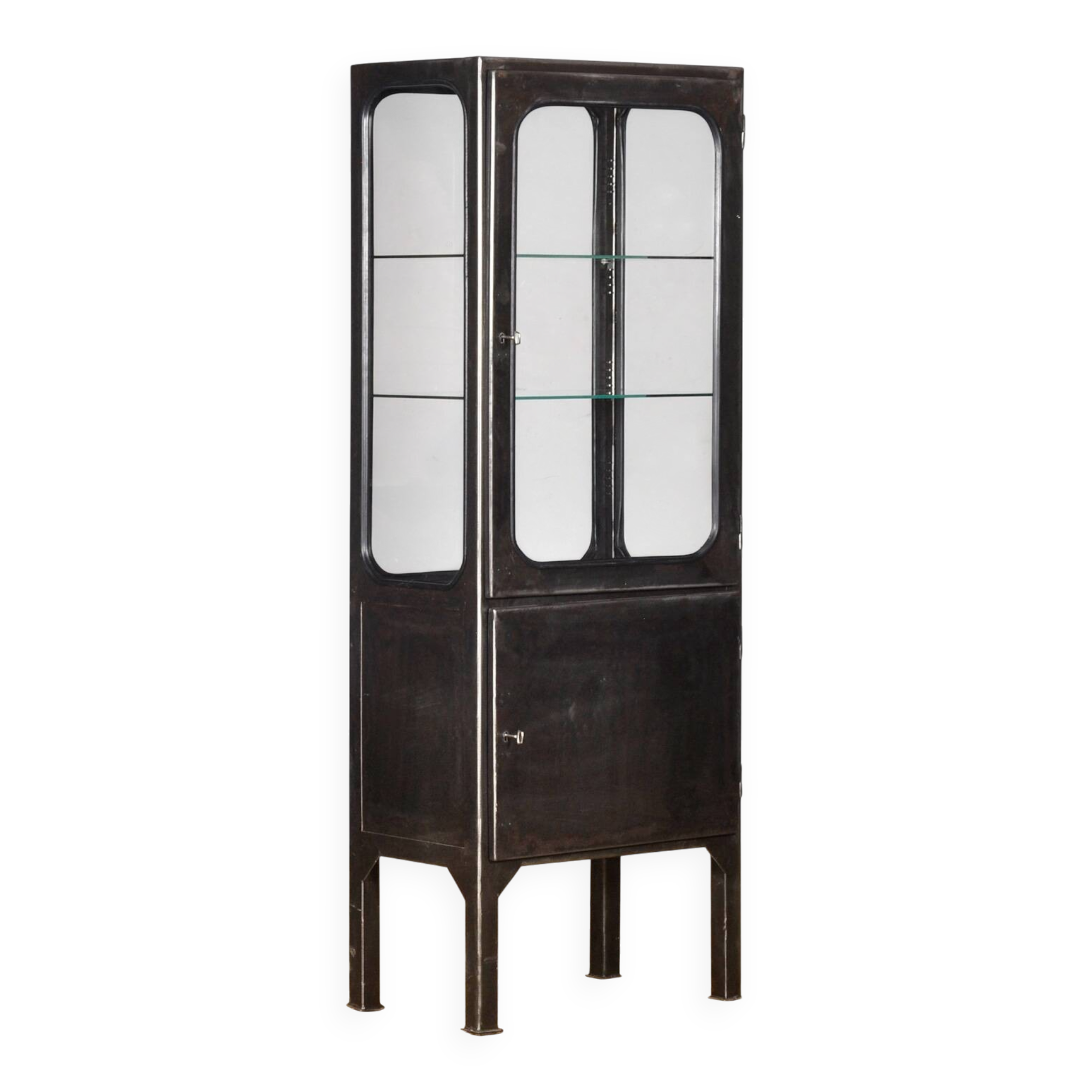 Vintage Iron And Glass Display Cabinet, 1970s
