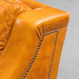 Coppia di poltrone in eco-pelle marrone anni ’50 vintage modernariato