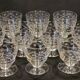 10 old port wine glasses in engraved art deco chiseled crystal