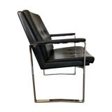 Armchair, office chair. Leather and chrome-plated steel. 1980