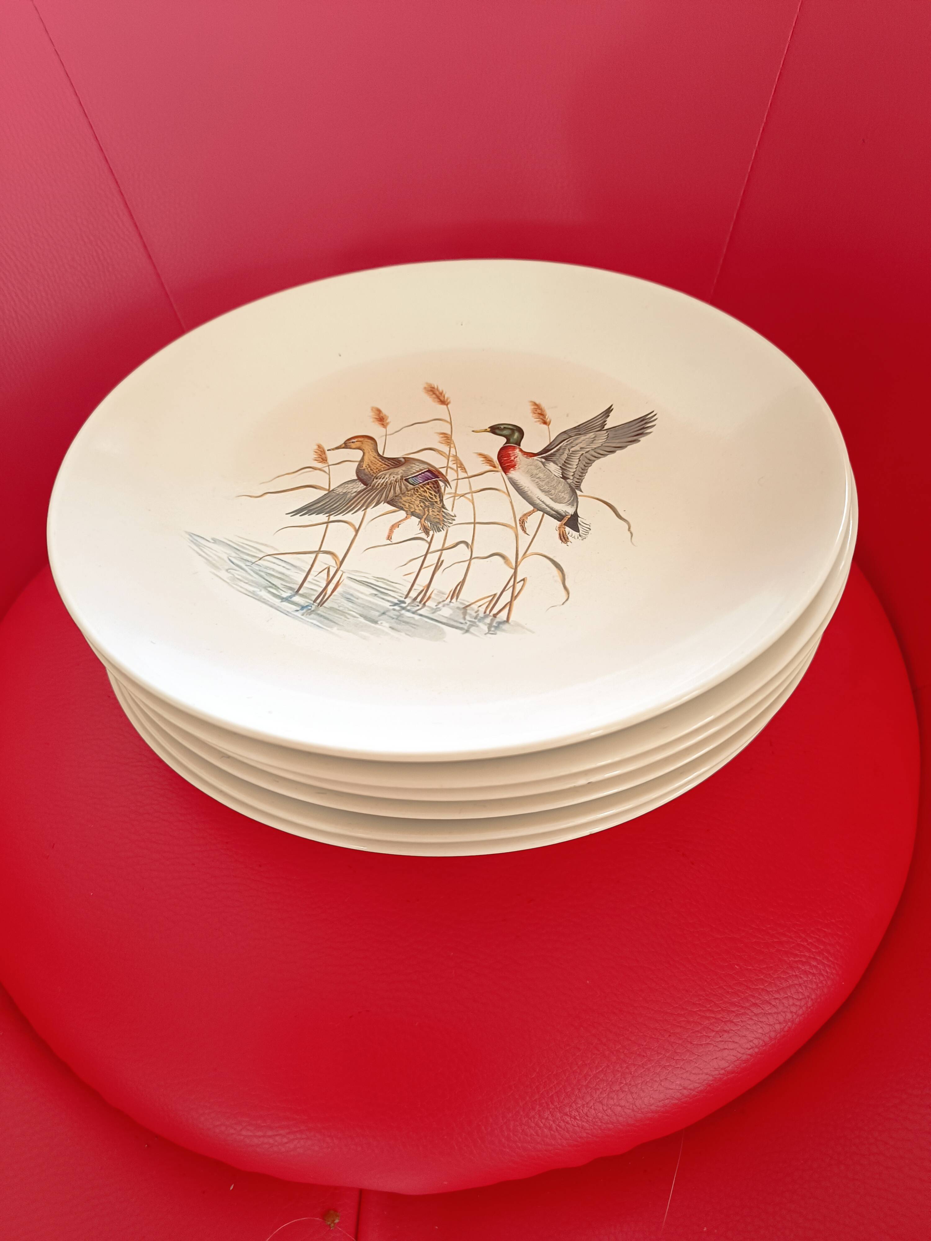 6 Villeroy and Boch dinner plates. Bird pattern.