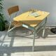 Vintage 1960s school desk – Antique wooden and metal aqua green desk – Retro school furniture – Vintage children's desk