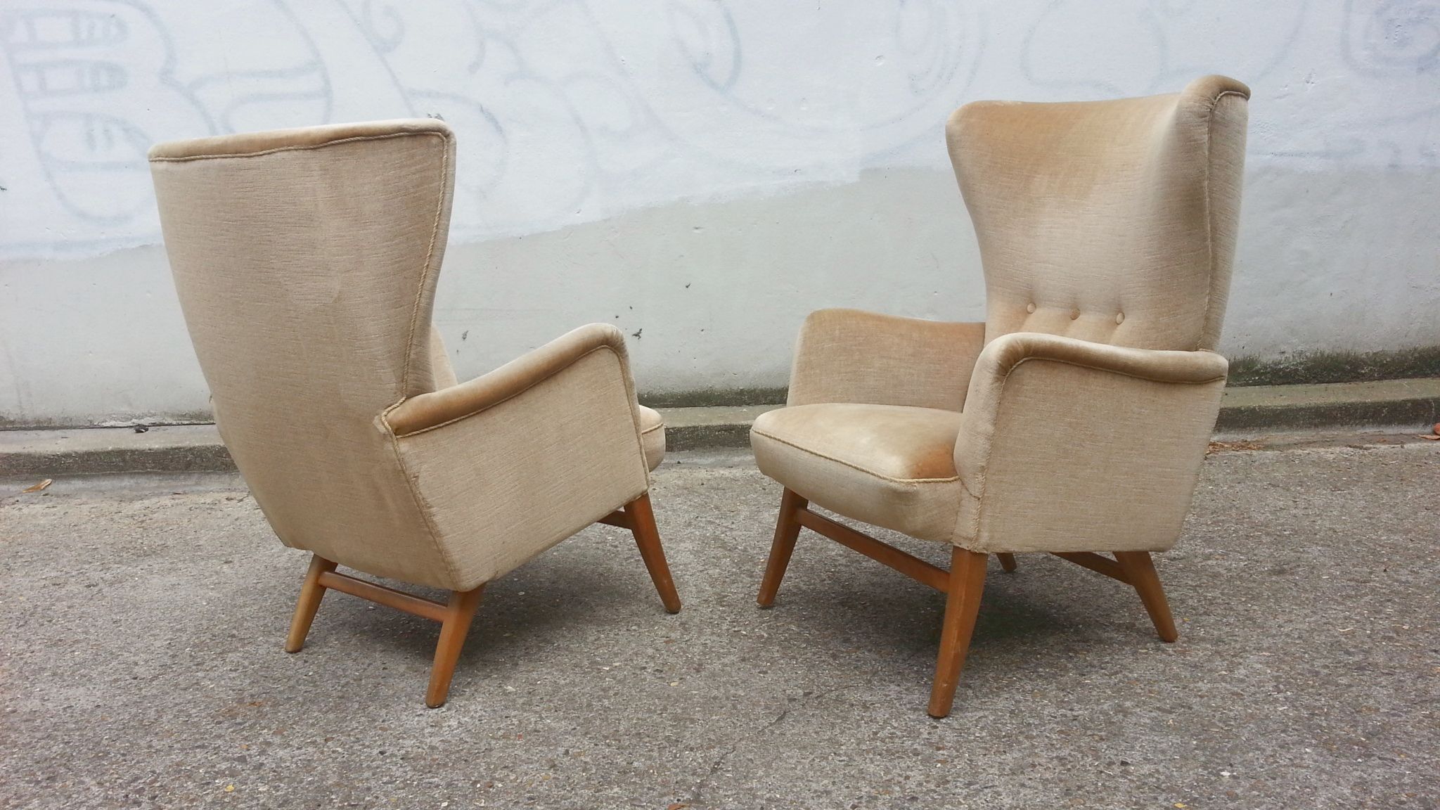 2 ears bergere chairs Scandinavian years 50/60