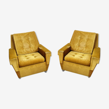Pair of vintage velvet armchairs