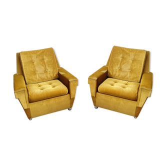 Pair of vintage velvet armchairs