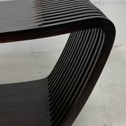 Banc ou table basse à lattes en bois ondulé et courbé, style néerlandais post-moderne, années 1970