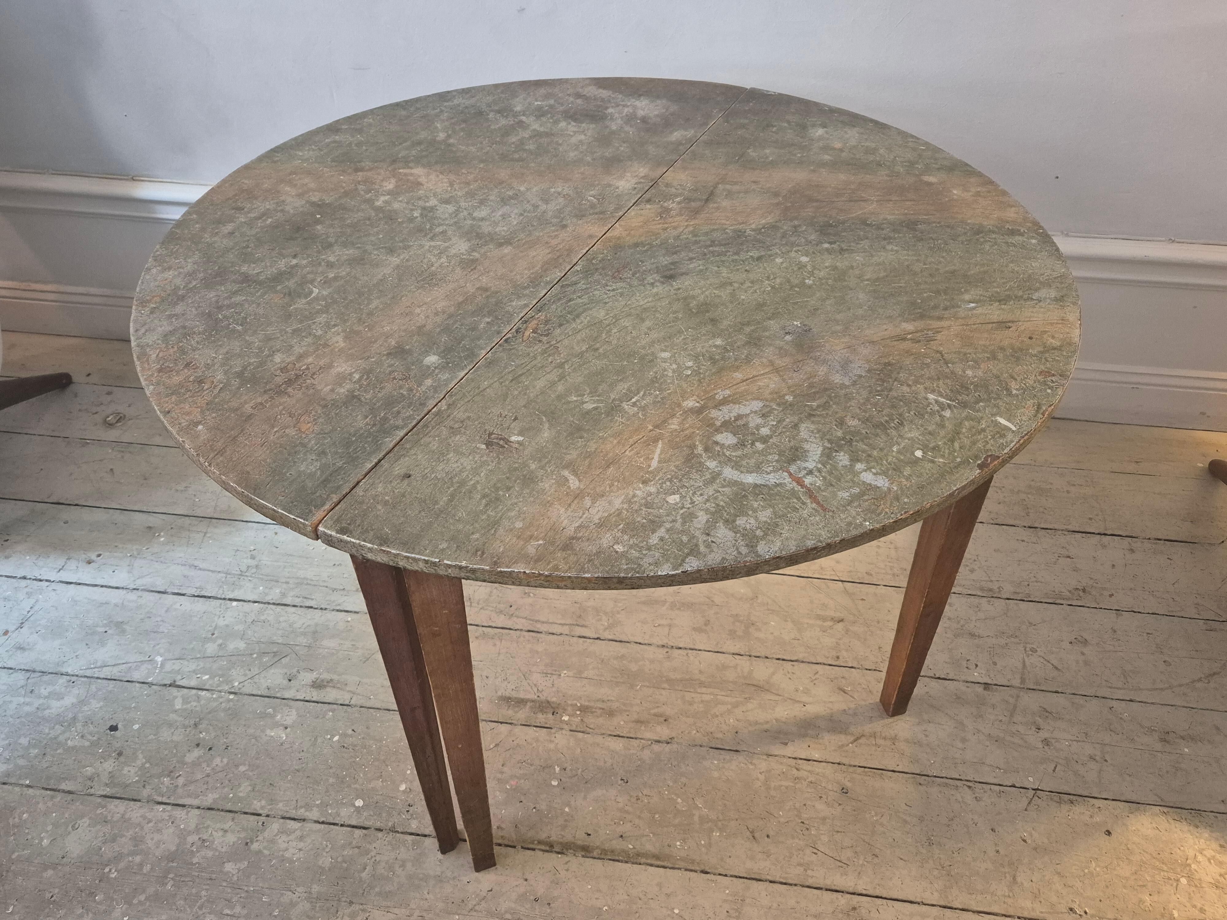 Half-moon tables with original marbled tops, Swedish provincial style Allmoge, 1860s
