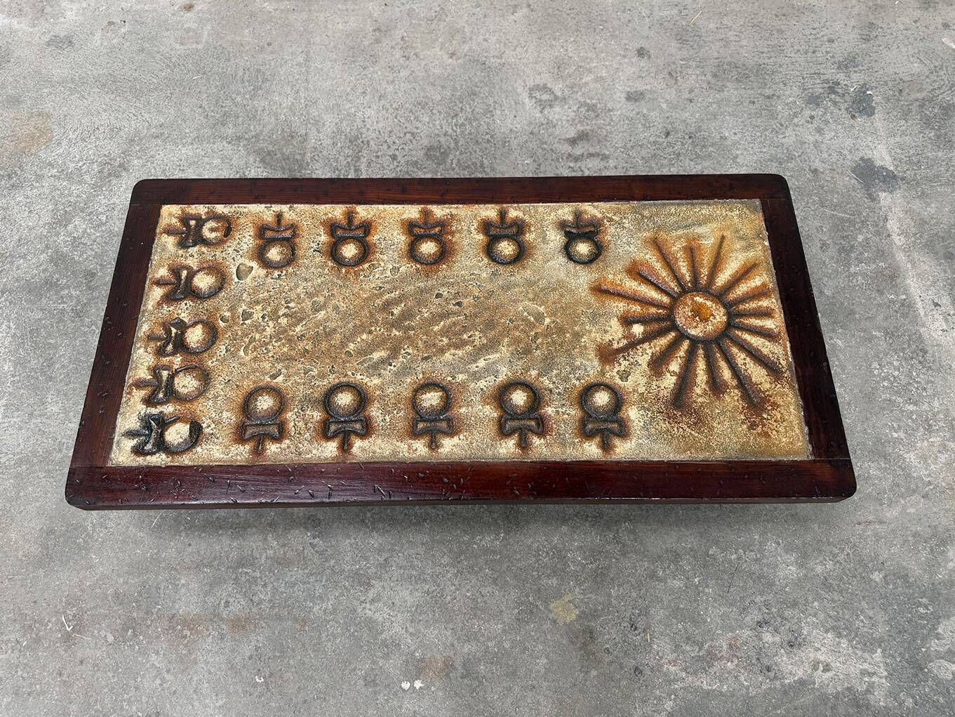 Enamelled lava coffee table 1950 Chaty Vallauris