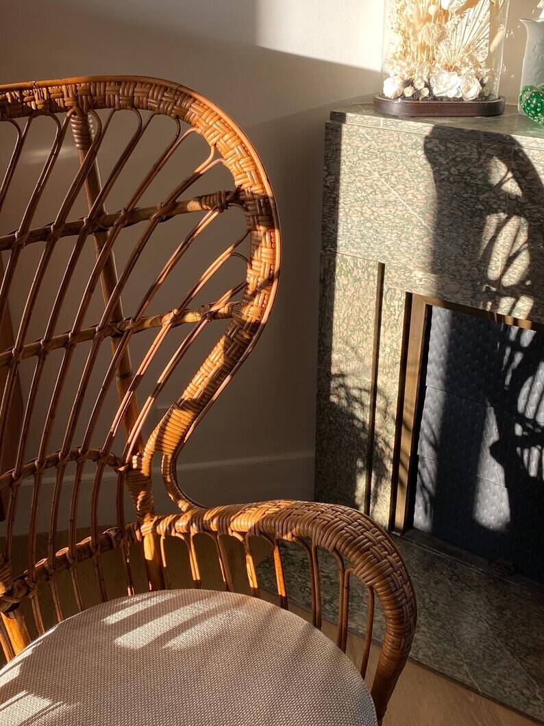 Conte armchair by Biancamano in rattan by Gio Ponti and Lio Carminati, Italy 1960s