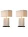 Pair of table lamps in sandstone and brushed brass