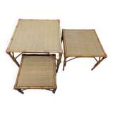 Set of 3 Vintage Rattan Coffee Tables