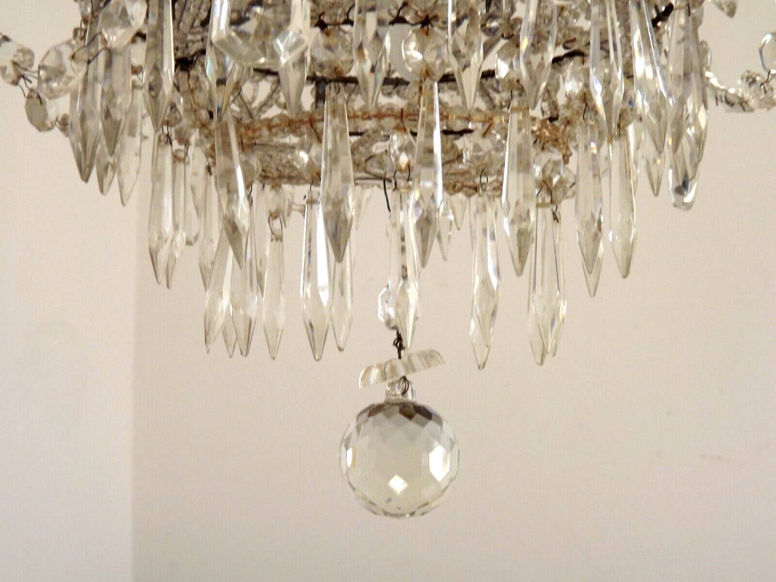 French Montgolfier Style Crystal Chandelier With 3 Tiers Prisms 4115