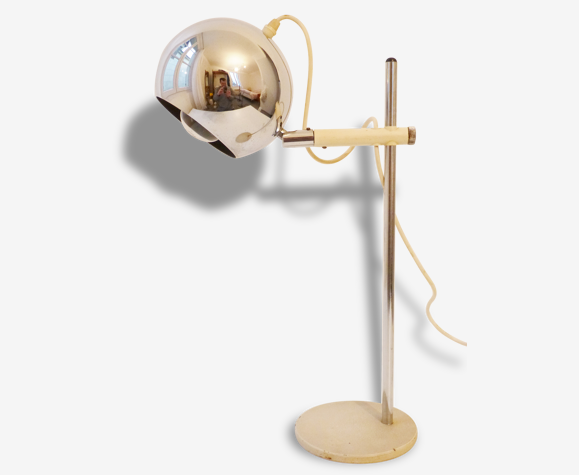Authentique lampe de bureau boule chrome 1970 seventies vintage space age  années 70 | Selency