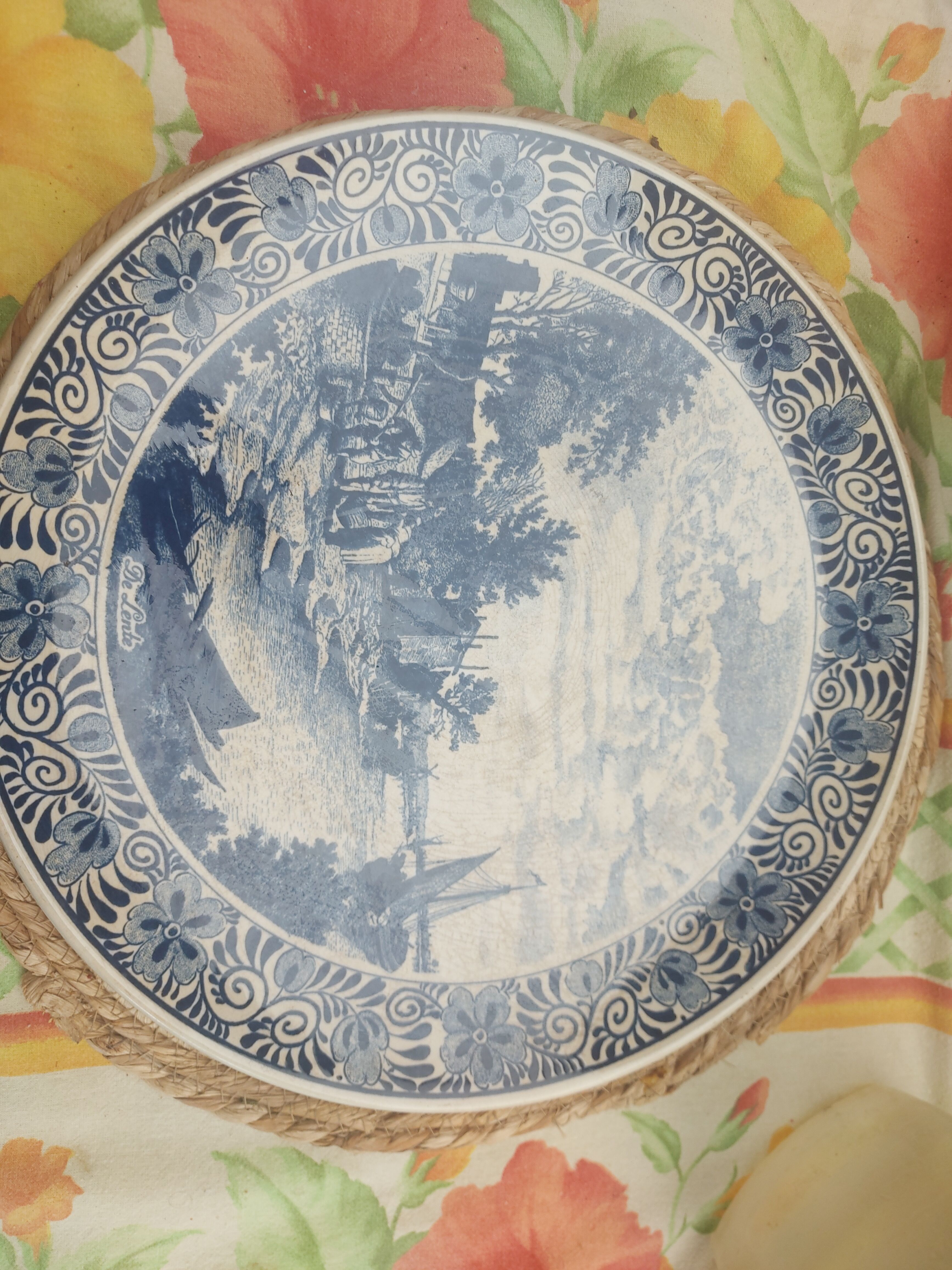 Plat decoratif vintage de Delf faience de Chemkefa
