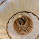 Vintage pendant lamp with amber glass shade