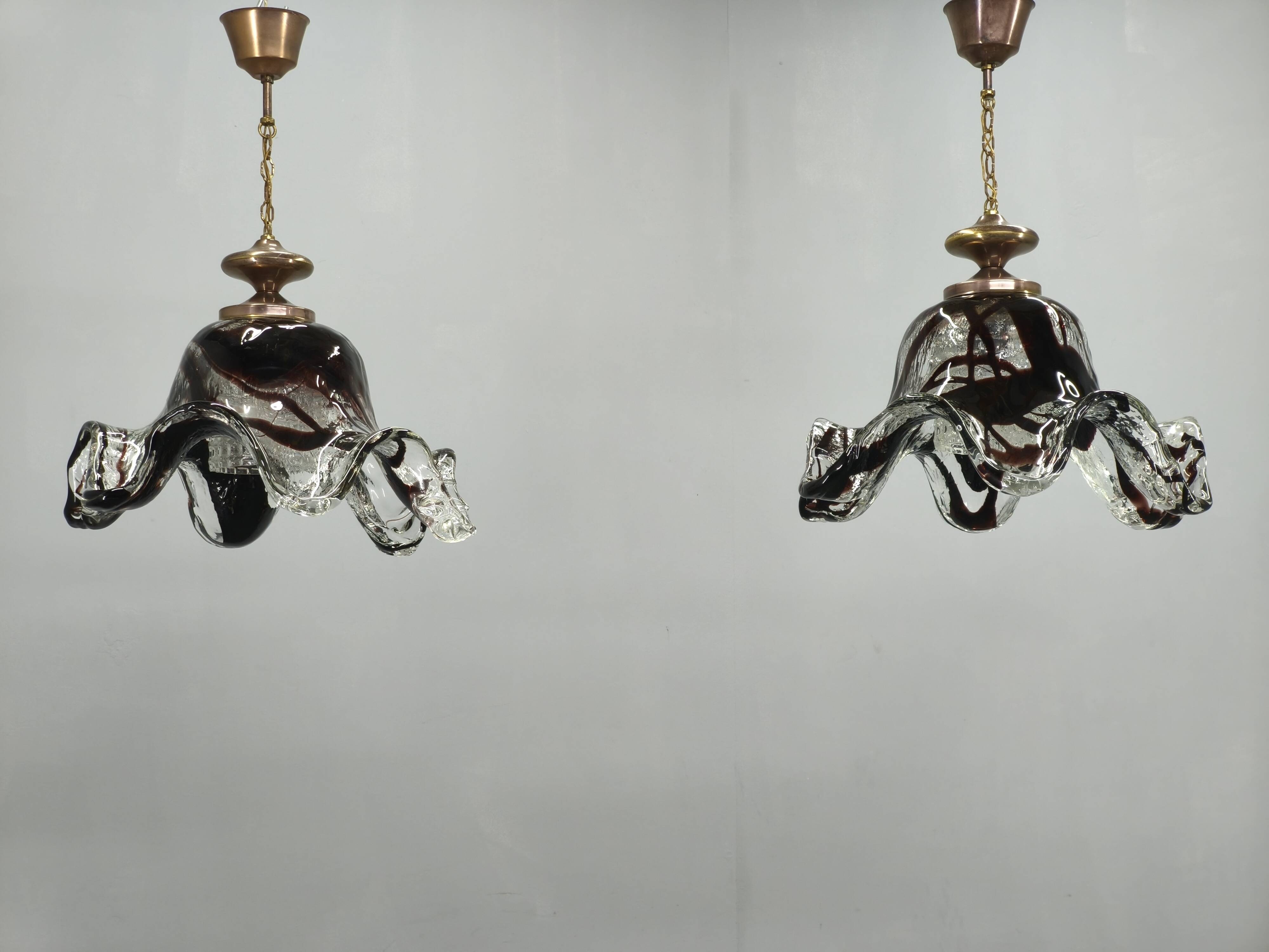 Pair of Murano Glass Pendant Lights, Italy, 1960s