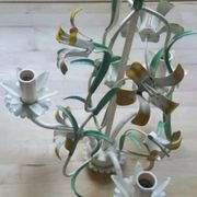 Lustre vintage tôle peinte à fleurs