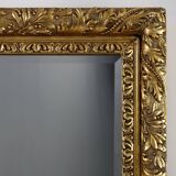 Large French Rustic Baroque Oak Wall Mirror, circa 1850