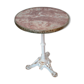 Table bistrot pied en fonte et marbre