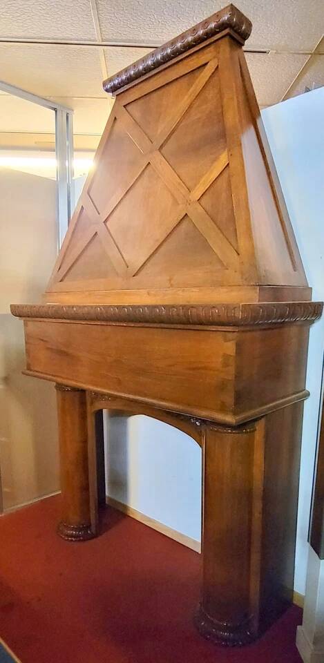Renaissance style fireplace in solid oak circa 1850