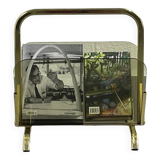 Magazine holder in brass and glass