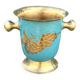 Vintage cloisonne brass champagne bucket with turquoise grape design
