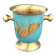 Vintage cloisonne brass champagne bucket with turquoise grape design